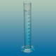 Cylinder graduated with hexagonal base and pourout, high form, blue graduation, class A 50 ml 